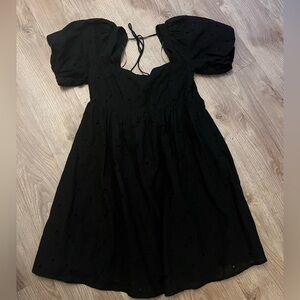 Princess Polly Black Backless Puff Sleeve Dress